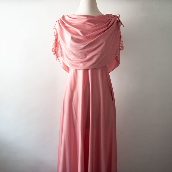 Vintage 1970s Handmade Grecian Floor Length Gown Prom Bridesmaid Dress 25" Waist