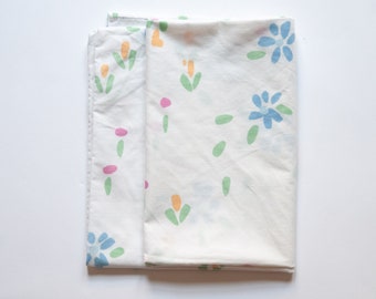 Standard Pillowcase | Vintage Springmaid Floral Pastel Watercolor Flowers Percale