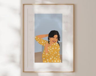 Custom Portrait Illustration from Photo, Personalized Couple or Family Portrait, Anniversary Gift (Digital)
