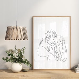 Disegno a una linea, ritratto di coppia personalizzato, regalo di famiglia personalizzato, regalo di anniversario di matrimonio personalizzato, foto a linea personalizzata (download digitale)