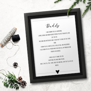 A Letter to Father Heartfelt Father Gift Gift from Daughter Daddy Poem A4 Fathers Day Gift, Daddy Birthday Gift DIGITAL DOWNLOAD image 1