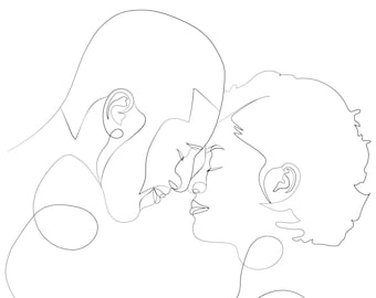 Custom Line Drawing, Minimalist Illustration, Minimalist Portrait, Gift for her, Single line art, Wedding guestbook (Digital Download)