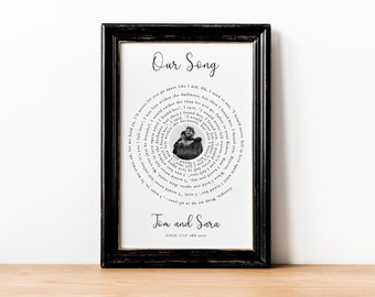 Wedding Anniversary Gift, Anniversary Gift for Couple, Wedding Present, Vinyl Record Song Lyrics Print, Gift for Him Her, Boyfriend