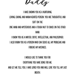 A Letter to Father Heartfelt Father Gift Gift from Daughter Daddy Poem A4 Fathers Day Gift, Daddy Birthday Gift DIGITAL DOWNLOAD image 10