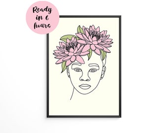 Minimalist Family Line Portrait, Mom and Baby Drawing from Photo, New Mom Gift, Nursery Wall Art (Digital)