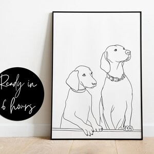 Puede incluir: Ilustraci&oacute;n en blanco y negro de dos perros mirando hacia arriba. Los perros est&aacute;n dibujados en un estilo simple y minimalista.