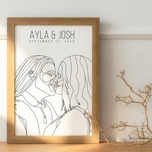 PAPER ANNIVERSARY gift for couple, Wedding anniversary, 1st anniversary, Custom anniversary gift, Couple portrait, Gift for husbanddigital imagem 2