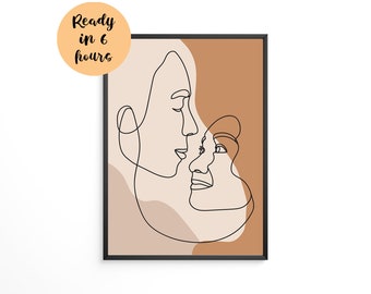 Retrato personalizado de pareja sin rostro a partir de una foto, arte minimalista de pareja en una sola línea, regalo de aniversario (digital).