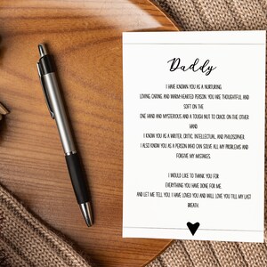 A Letter to Father Heartfelt Father Gift Gift from Daughter Daddy Poem A4 Fathers Day Gift, Daddy Birthday Gift DIGITAL DOWNLOAD image 2