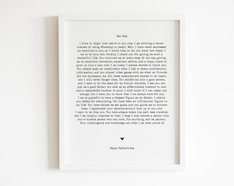 Editable Letter To Dad Print, Happy Birthday Dad Gift, Personalised Dad Gift, Dad Present, Meaningful Dad Print, printable dad gift