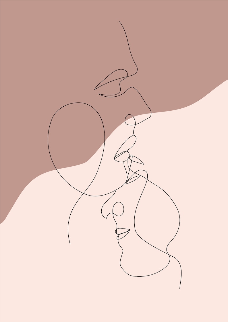 Individuelle Linienzeichnung, minimalistische Illustration, minimalistisches Porträt, Geschenk für sie, Single-Line-Kunst, Hochzeitsgästebuch digital Bild 4
