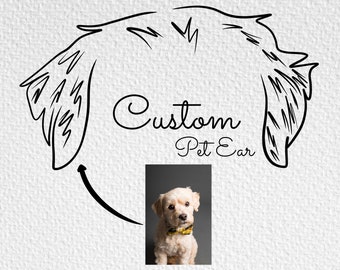 Custom Pet Ear Outline Tattoo Design, Dog or Cat Memorial Tattoo Stencil, Digital Download