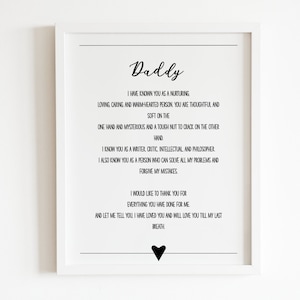 A Letter to Father Heartfelt Father Gift Gift from Daughter Daddy Poem A4 Fathers Day Gift, Daddy Birthday Gift DIGITAL DOWNLOAD image 4