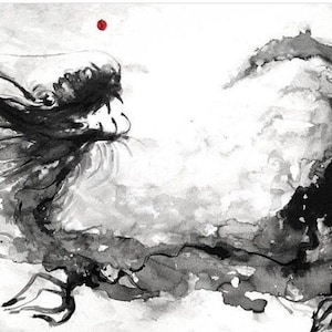 FINE ART « Dragon Sumi-e » limited edition Giclée Print. Encre de Chine Sumi-e illustration painting. 3 sizes available.