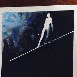 FINE ART "Silber Surfer und der stille Kosmos" limitierte Auflage Giclée Print. Aquarell-Illustration-Malerei. 3 Größen erhältlich.
