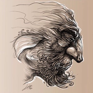 FINE ART « Le faune » limited edition Giclée Print. Digital painting. 2 sizes available.