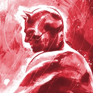 FINE ART « Daredevil at rainy night/red version » limited edition Giclée Print. illustration painting. 3 sizes available.