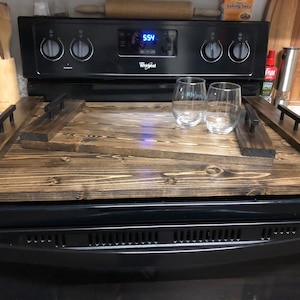 Wood NOODLE BOARD Stove Cover | Stove Top Cover for Gas or Electric Stove | Stained Wood Farmhouse Décor Stove Cover | V-day Gift for her