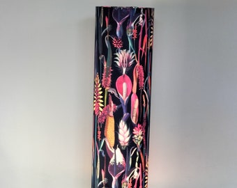 Tall fabric floor lamp/ Italian botanical printed black velvet/ florals and leaves- decorative lamp 75cm