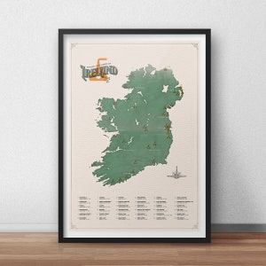 Whiskey Map of Ireland Whiskey Map Map Poster Art Vintage Travel Poster Art Minimalist Map Ireland Map Distillery Map image 1