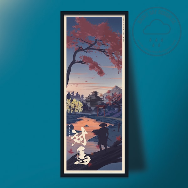 Tsushima Travel Poster - Vintage Travel Poster Art -Samurai Adventure Art Print - Japanese Landscape Wall Decor - Video Game Fan Gift