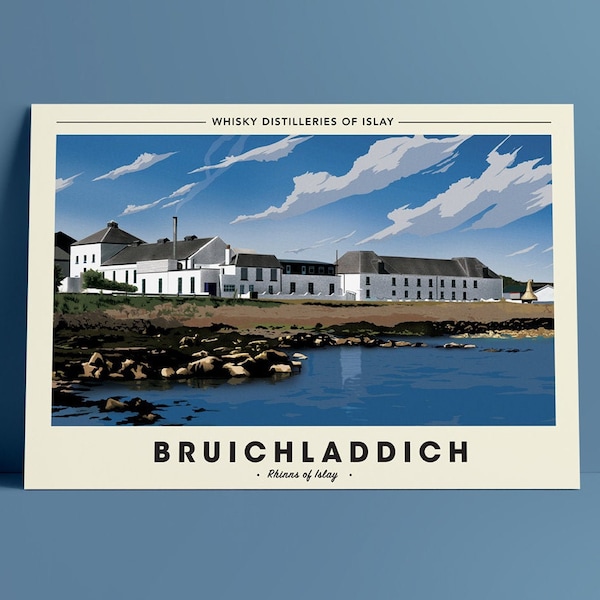 Vintage Reise Poster Kunst - Whisky Distillery Print - Schottland - Bruichladdich - Islay Whisky Distillery