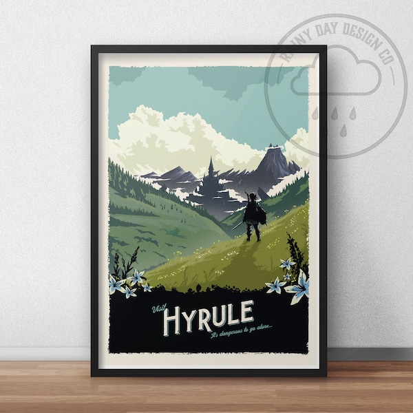 Affiche de voyage Hyrule - affiche de voyage vintage - affiche impression Legend of Zelda - affiche Hyrule - BOTW