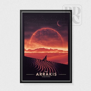 Arrakis Reise Poster - Vintage Reise Poster Kunst - Dune Poster Druck - Retro Arrakis Reise Poster - Frank Herbert, Retro Reiseplakat
