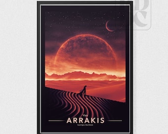 Arrakis Reise Poster - Vintage Reise Poster Kunst - Dune Poster Druck - Retro Arrakis Reise Poster - Frank Herbert, Retro Reiseplakat