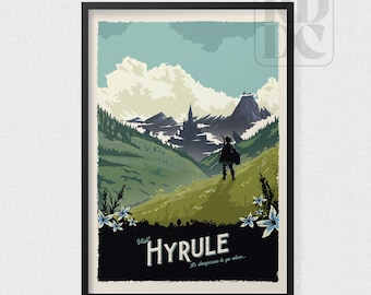 Hyrule Wandkunst - Hyrule Reiseplakat - Legend of Zelda Poster Druck - Hyrule Kunst - BOTW Wandkunst