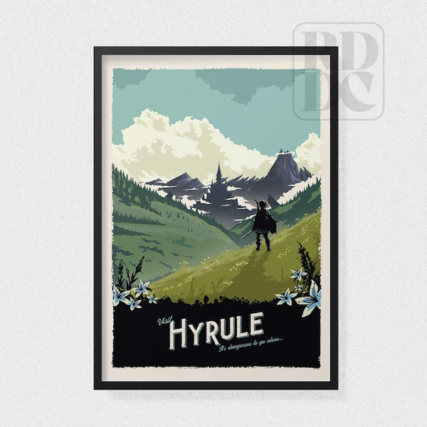 Hyrule Travel Poster – Legend of Zelda BOTW Inspired Art Print