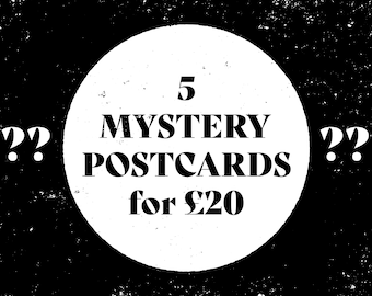 MYSTERY POSTER BUNDLE - 5 mystery postcards - Wall Art Print Set - Set of 5 Posters