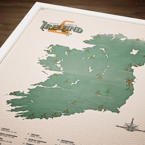 Whiskey Map of Ireland Whiskey Map Map Poster Art Vintage Travel Poster Art Minimalist Map Ireland Map Distillery Map image 3