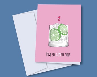 Gin Valentines Card - Romantic Gin card - Gin love - Gin lovers - Gin valentines, Gin birthday, Gin christmas, Funny gin card