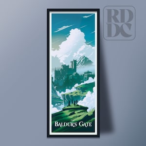 Baldurs Gate Travel Poster – Vintage DnD Art Print, Fantasy Game Wall Decor, Forgotten Realms Gift UK and Worldwide, Video Game Poster,