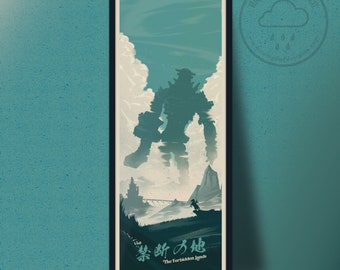 Shadow of the Colossus Inspired Travel Poster - Epic Gaming Art Print - Wander & Colossi - Video Game Fan Gift