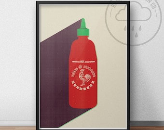 Sriracha Poster Print - Sriracha Minimalistische Wandkunst - Sriracha Geschenke - Chili Sauce Art - MinimalIstische Wandkunst - Hot Sauce Themed Gifts