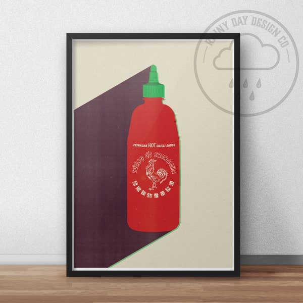 Sriracha Poster Print - Sriracha Minimalist Wall Art - Sriracha gifts - Chili sauce Art - Minimal Wall Art - Hot Sauce Themed gifts