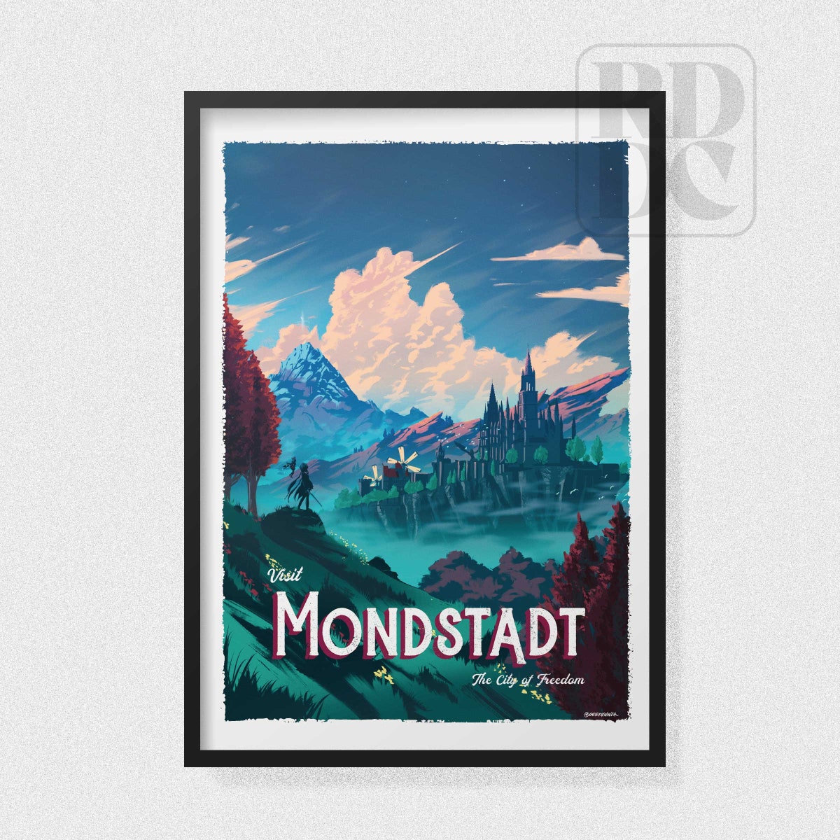 Visit Mondstadt Travel Poster - Genshin Impact Poster Art - Gaming Poster Print - Mondstadt Wall Art - Etsy