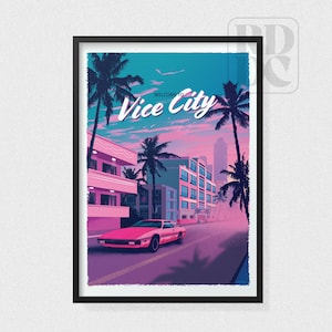 VICE CITY - Video Game Poster, Video Game Art, Prints, Gamer Room Decor, Gaming Prints, Gaming Wall Art