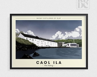 Caol Ila Distillery Art Print – Vintage Scotland Travel Poster
