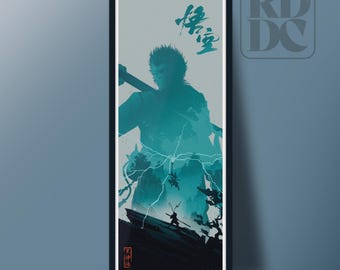 Wukong Poster - Black Myth Poster Art -  Sun Wukong Wall Art - Fantasy Gaming Art