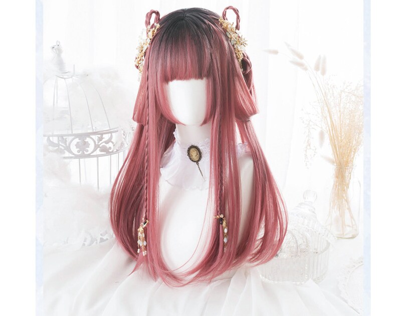 Hime Cut Wig Japanese Young Ladies Hairstyle Red Lolita Etsy