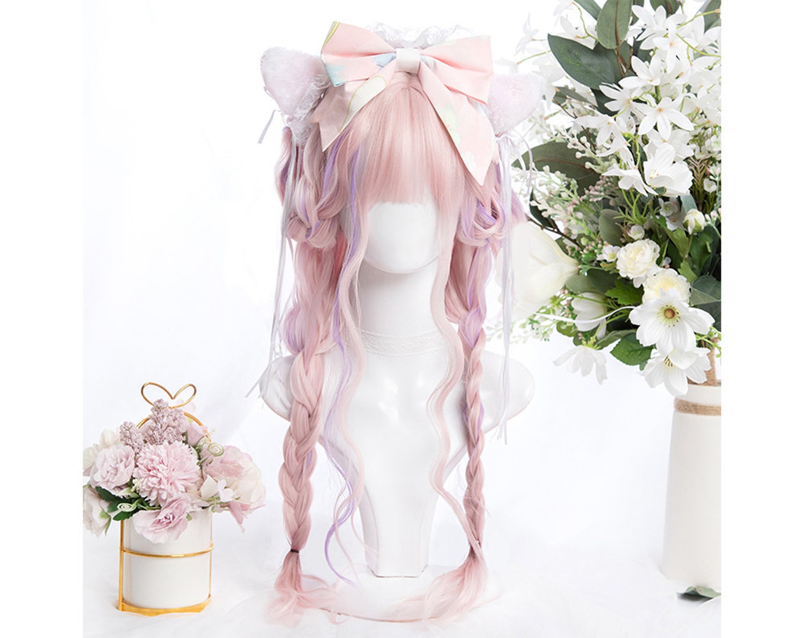 Cute Lolita Wigs Japanese Style Pink Hairwigs Cosplay Wigs Etsy
