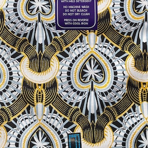 6 Yards, Elegant Gold Glitter Ankara Cotton Colorful Ice Blue Fabric