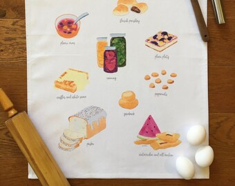 Mennonite Kitchen Tea Towel: German Food Art, Oma Gift