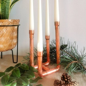 Advent wreath candle holder, copper tube, minimalist, modern, simple and elegant, copper