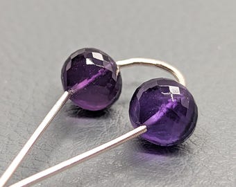 Amethist microgefacetteerde uienkralen, doorgeboord: paar, maat 9 x 9 mm