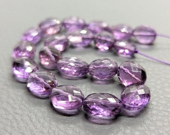 Facettierte ovale Perlen aus brasilianischem Amethyst: Strang von 18 cm, Größe 7,8 x 6 mm bis 10 x 8 mm