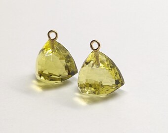 Citroenkwarts mollige tetraëder oorbelbedels van 14 kt gold filled